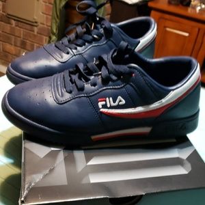 Blue fila shoes